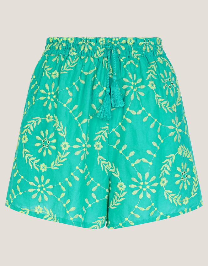 Lyla Floral Embroidered Shorts, Blue (BLUE), large