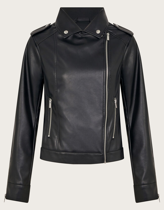Paloma Faux Leather Biker Jacket, Black (BLACK), large