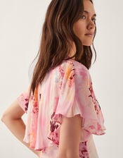 Mia Floral Cape Midi Dress, Pink (PINK), large