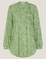 Tortie Floral Pintuck Blouse, Green (GREEN), large