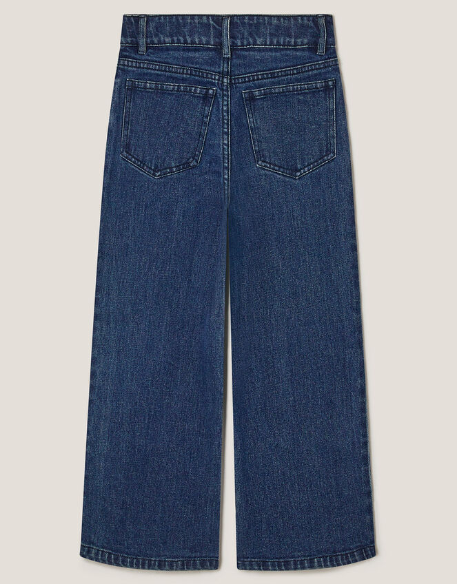 Heat Seal Jewel Wide Leg Jeans, Blue (BLUE), large