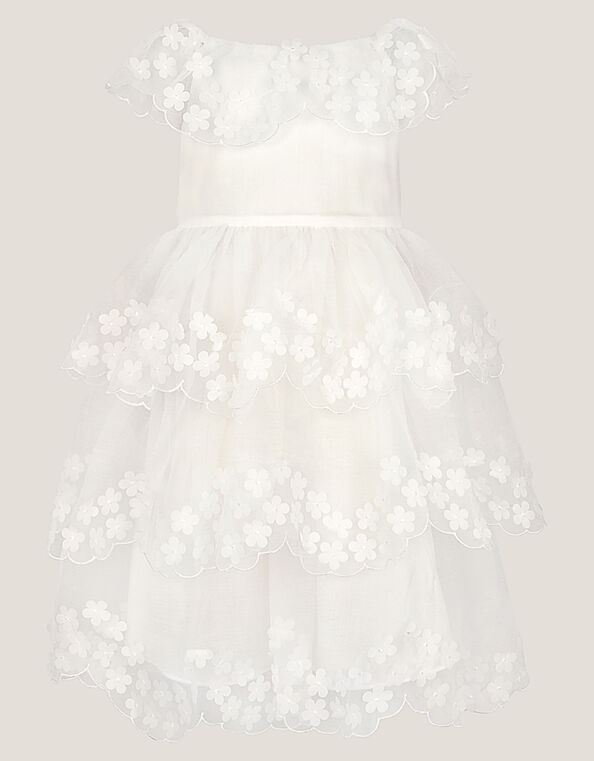 Rebecca Appliqu&eacute; Floral Scallop Dress, Ivory (IVORY), large