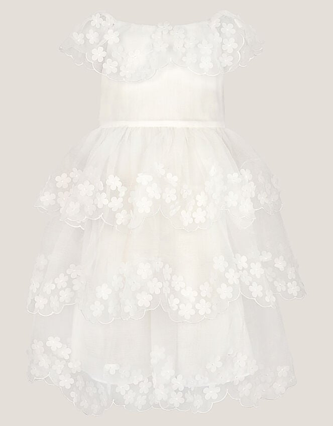 Rebecca Appliqu&eacute; Floral Scallop Dress, Ivory (IVORY), large