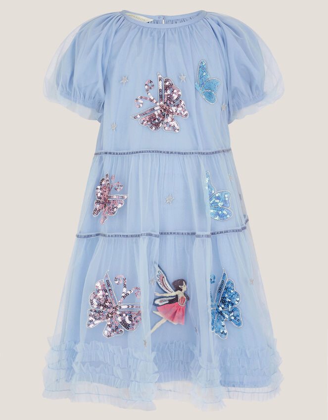 Butterfly Fairy Puff Sleeve Party Dress, Blue (BLUE), large