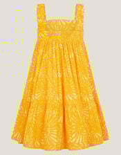 Sun Print Tier Dress, Yellow (YELLOW), large