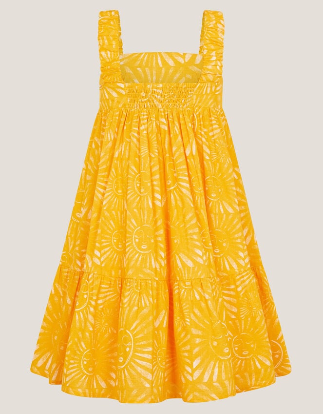 Sun Print Tier Dress, Yellow (YELLOW), large