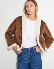 Jojo Reversible Faux Shearling Jacket, Tan (TAN), large