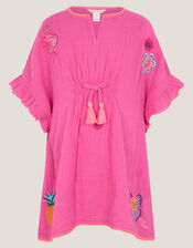 Embroidered Cotton Kaftan, Pink (PINK), large