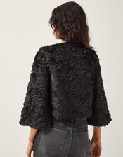 Tia Tie-Front Textured Jersey Jacket, Black (BLACK), large