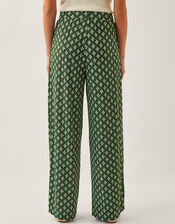 Daisey Geometric Wide Leg Trousers, Green (KHAKI), large