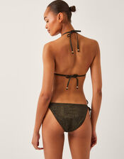 Mia Glitter Triangle Bikini Top, Black (BLACK), large