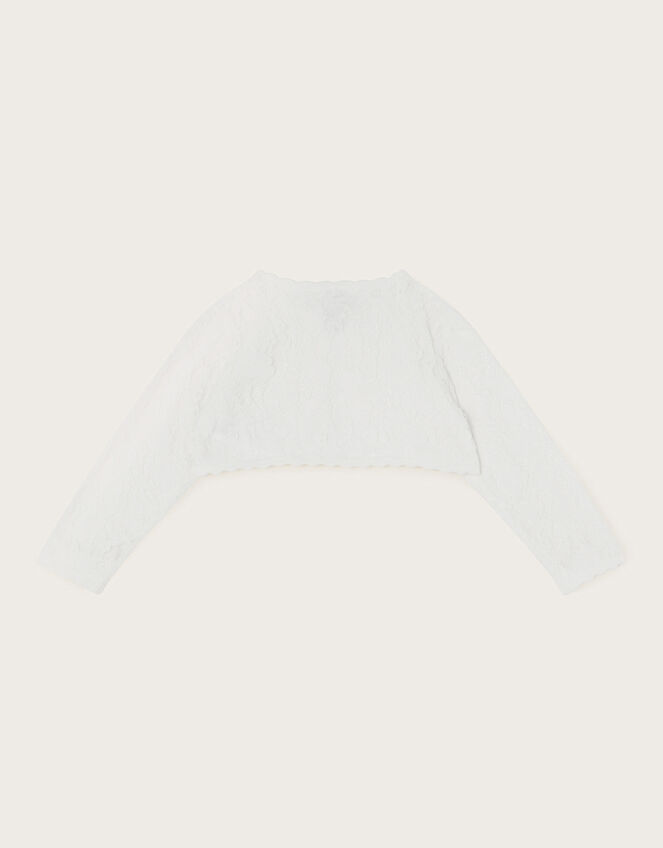 Baby Emilia Lace Scallop Cardigan, Ivory (IVORY), large