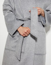 Cassie Long Belted Coat, Grey (GREY), large