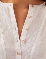 Rosa Linen Bib Blouse, White (WHITE), large