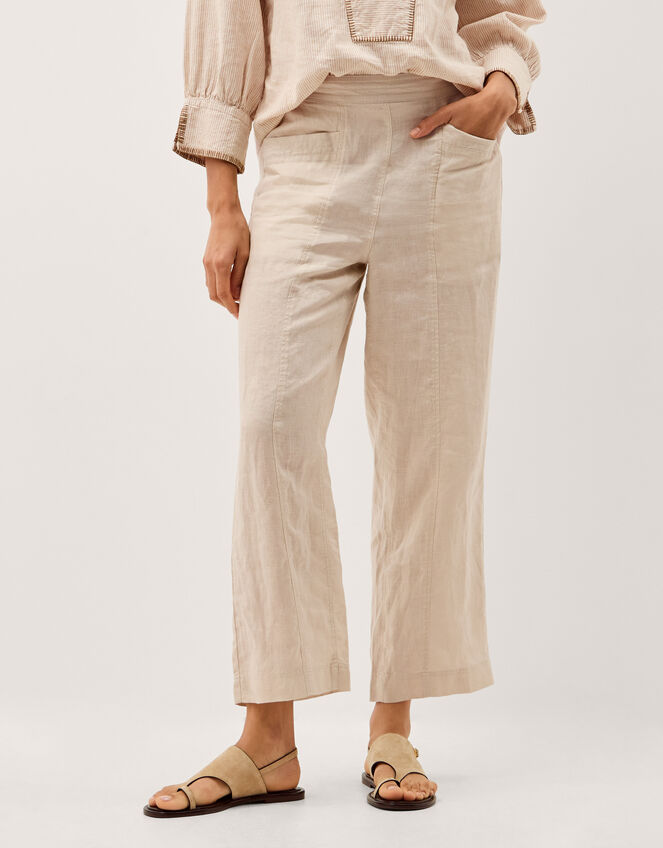 Lucy Regular Straight Leg Linen Trousers, Natural (NATURAL), large