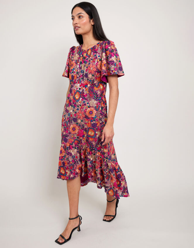East Floral Print Midi Dress, Multi (MULTI), large