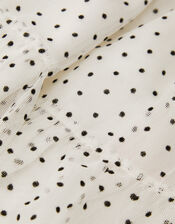 Baby Emily Short Sleeve Spotty Tulle Dress, Ivory (IVORY), large