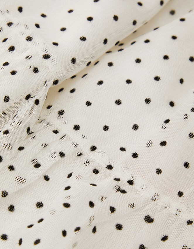 Baby Emily Short Sleeve Spotty Tulle Dress, Ivory (IVORY), large