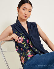 Mya Embroidered Top, Blue (NAVY), large