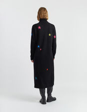 Chinti & Parker Star Roll Neck Jumper Dress, Black (BLACK), large