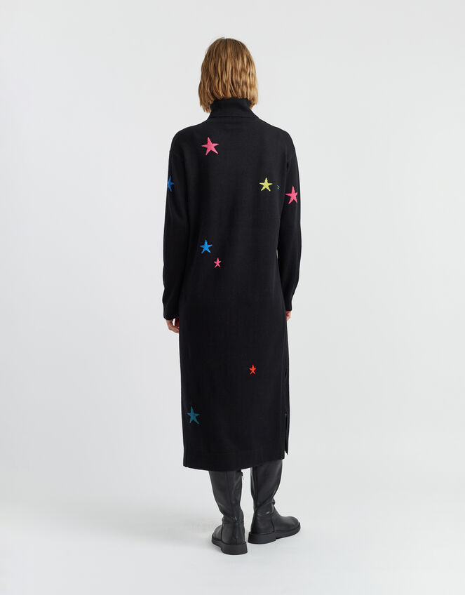 Chinti & Parker Star Roll Neck Jumper Dress, Black (BLACK), large