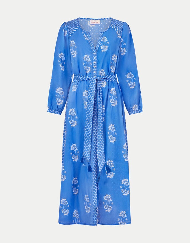 East Amber Floral Print Midi Dress, Blue (BLUE), large