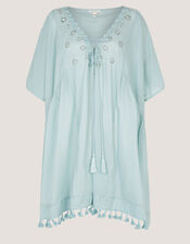 Astrid Tassel Embellished Mini Kaftan, Blue (AQUA), large