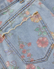 Floral Scallop Crop Jeans, Blue (BLUE), large