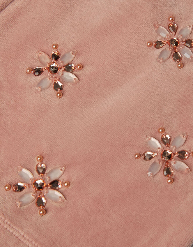 Embellished Velour Wide Leg Trousers, Pink (PINK), large