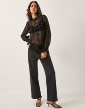 Phoebe Sheer Lace Blouse, Black (BLACK), large