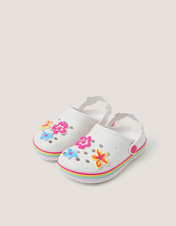 Tropical Flower Clogs, White (WHITE), large