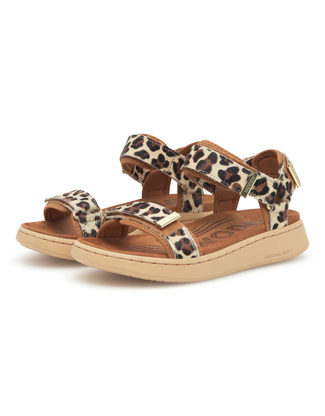 Woden Line Leopard Print Sandals, Leopard (LEOPARD), large