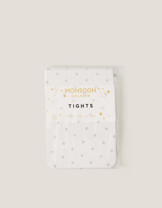 Glitter Spot Tights, Silver (SILVER), large