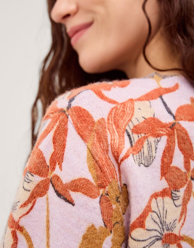 Isabella Floral Print Cardigan, Pink (PINK), large