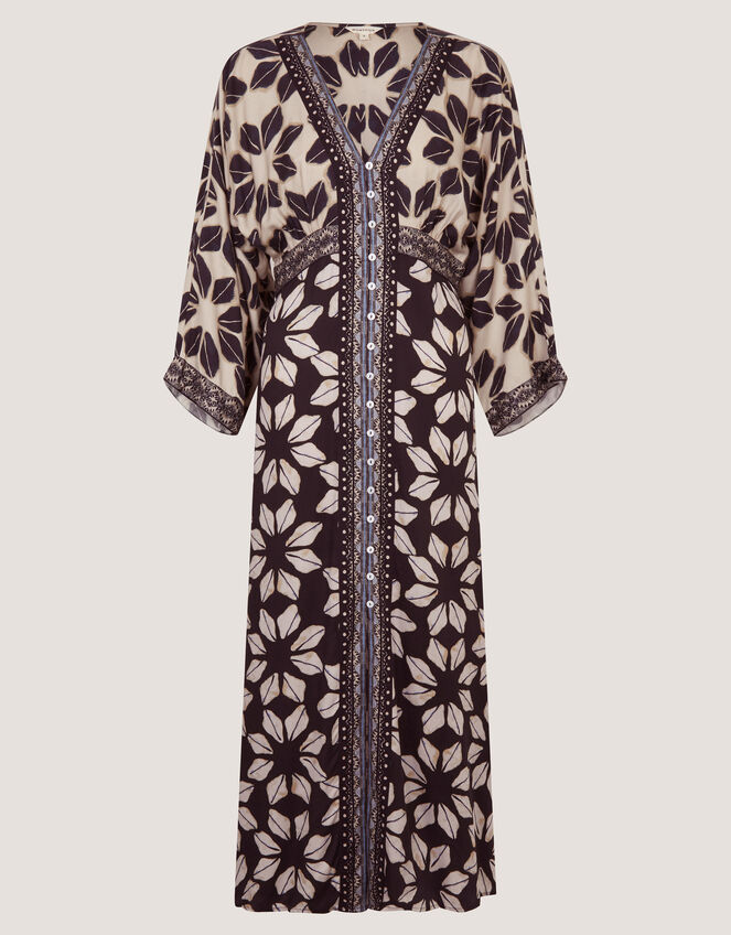 Ellison V-Neck Floral Print Midi Dress, Blue (NAVY), large