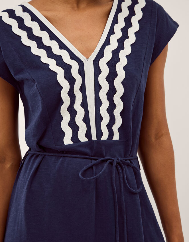 Tara V-Neck Midi Kaftan Dress, Blue (BLUE), large