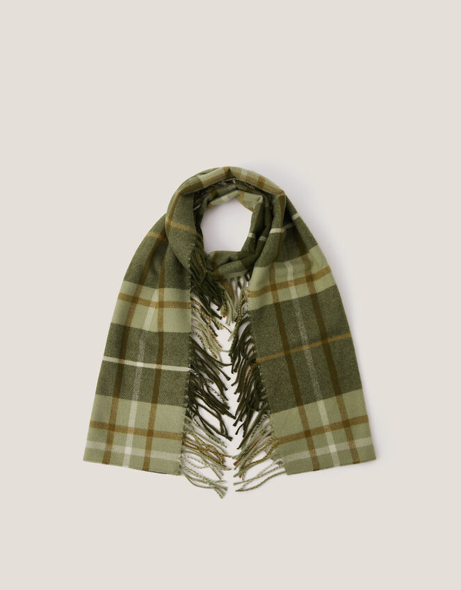 Soha Check Tassel Scarf, , large
