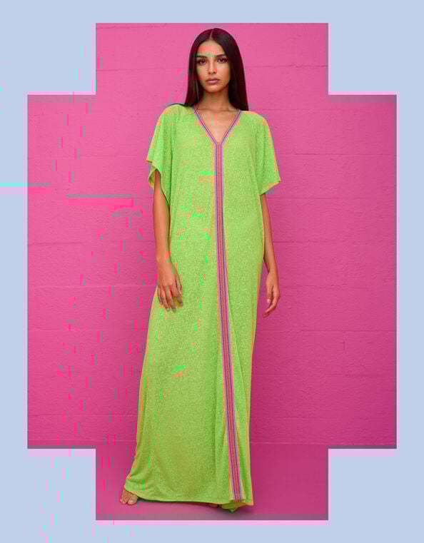 Pitusa Inca Abaya Maxi Sundress, Green (LIME), large