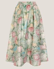 Agnes Floral Print Midi Skirt, Green (SAGE), large