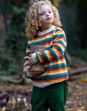 Little Green Radicals Rainbow Stripe Jumper, Multi (MULTI), large