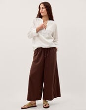 Alexis Knot Button Linen Top, White (WHITE), large