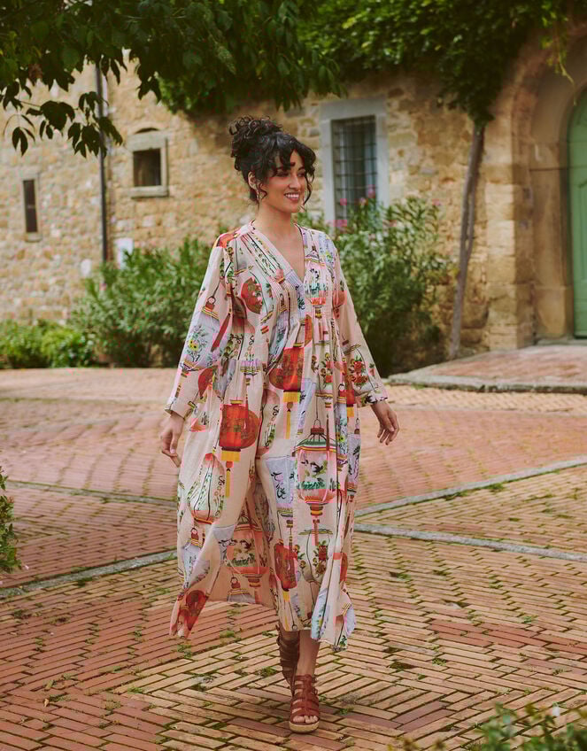 One Hundred Stars Lanterns Print Maxi Dress, Red (RED), large