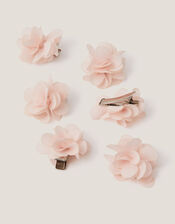 6-Pack Mini Pom Pom Hair Clips, Pink (PINK), large