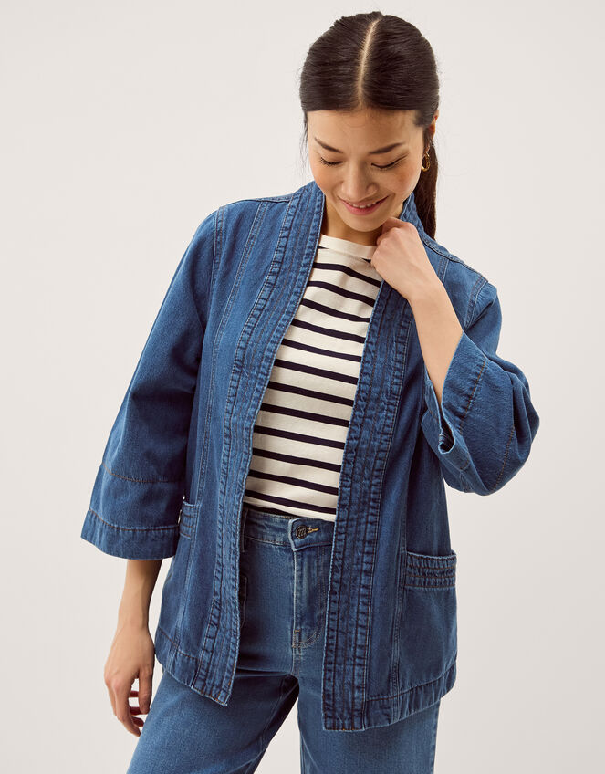 Lorna Kimono Denim Jacket, Blue (MID AUTHENTIC BLUE), large