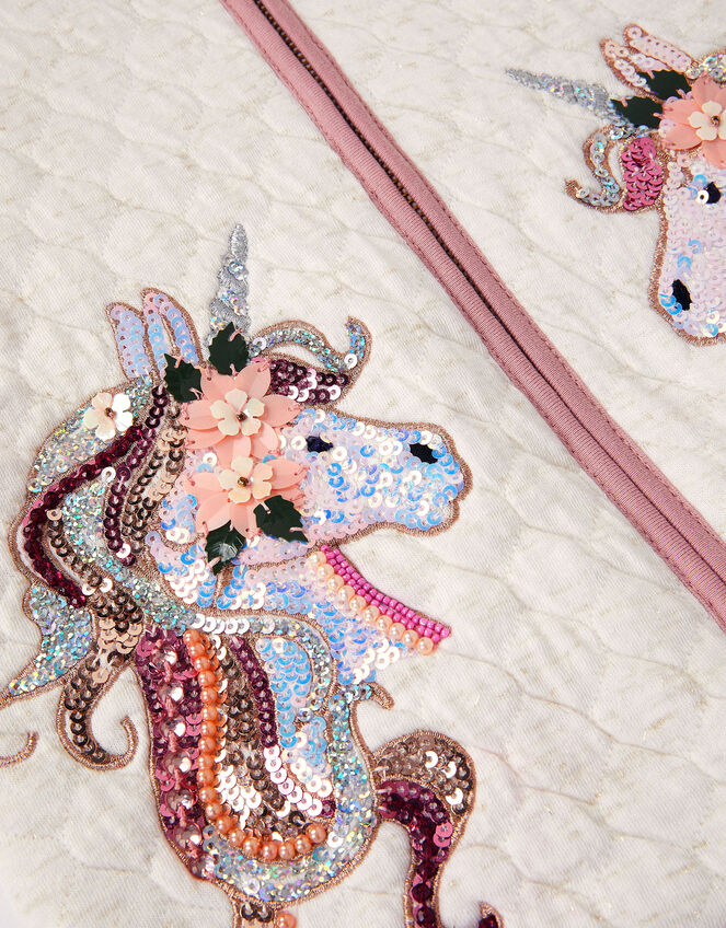 Unicorn Embellished Quilted Jacket, Ivory (IVORY), large