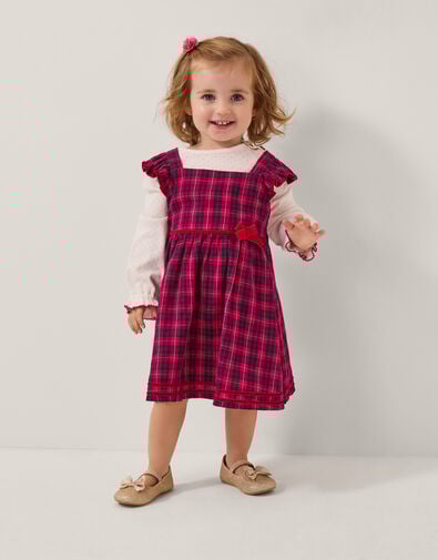 Baby Top & Tartan Pinafore Dress Set, Red (RED), large