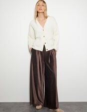 Shay Rib Wide Leg Trousers, Brown (CHOCOLATE), large