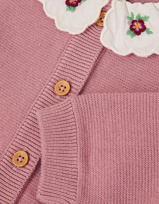 Baby Eve Embroidered Collar Cardigan, Pink (PINK), large