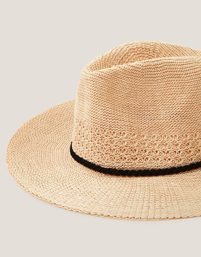 Nene Woven Fedora Sun Hat, Natural (NATURAL), large