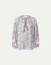 East Clementine Embroidered Floral Blouse, Green (MINT), large